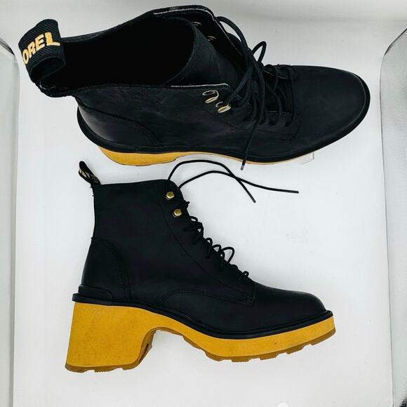SOREL Hi-Line Black Waterproof Hiking Leather Blend Lace-Up Boot Women size 11 - Picture 4 of 8